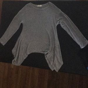 Grey,white,and black long sleeved knit shirt
